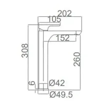 Vista lateral y perspectiva de Grifo de diseño moderno para lavabo con un caño alto y un acabado cromado Nassau de Imex