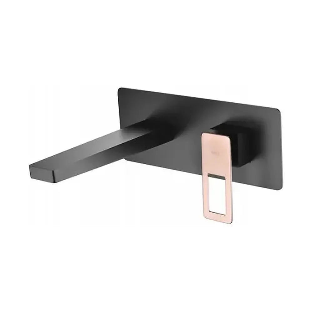 Grifo de lavabo monomando empotrado a pared de acabado negro y oro rosa Suecia de Imex Imex