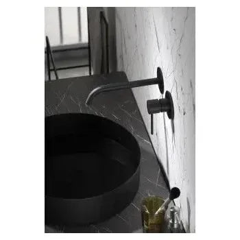 Vista principal de Grifo de lavabo monomando negro mate para empotrar a pared de 2 cuerpos Etna de Imex