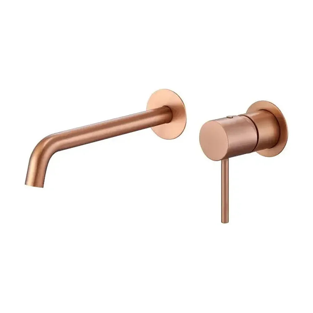 Grifo de lavabo monomando y empotrado sin caja de registro en latón con acabado oro rosa cepillado Monza de Imex Imex