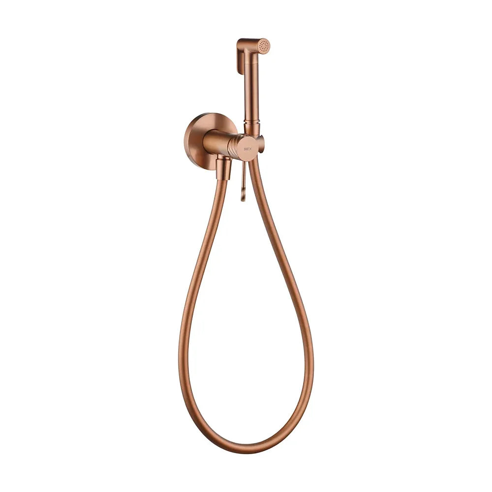 Vista trasera o instalación de Grifo empotrado de bidé Bless oro rosa cepillado Imex
