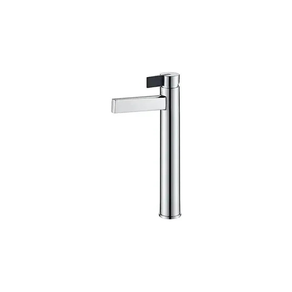 Grifo monomando alto para lavabo con cierre cerámico de acabado cromado y negro Elba de Imex Imex