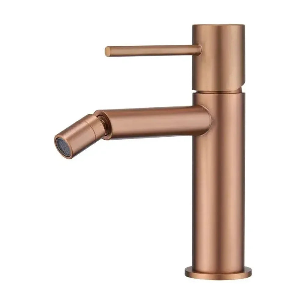 Grifo monomando de bidé con cartucho de 25 mm fabricado en latón con acabado oro rosa cepillado Monza de Imex Imex