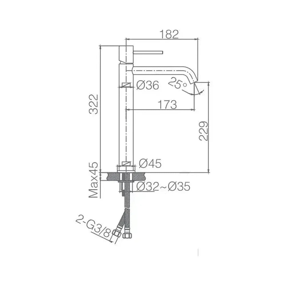 Detalle de acabado y materiales de Grifo monomando de lavabo fabricado en latón con acabado oro cepillado Monza de Imex