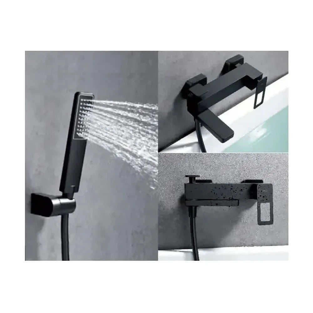 Vista principal de Grifo monomando de pared para bañera o ducha con un acabado negro mate Suecia de Imex