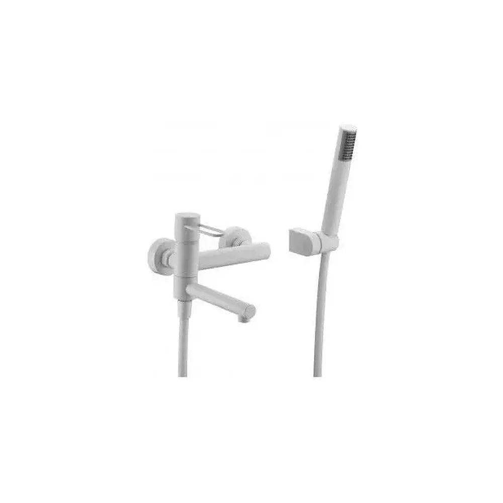 Grifo monomando de pared para bañera fabricada en latón de acabado blanco mate Milos de Imex Imex