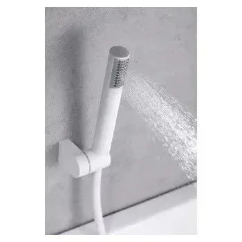 Vista principal de Grifo monomando de pared para bañera fabricada en latón de acabado blanco mate Milos de Imex