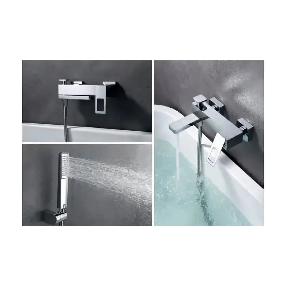 Vista principal de Grifo monomando de pared para bañera o ducha de diseño moderno con un acabado cromado Suecia de Imex