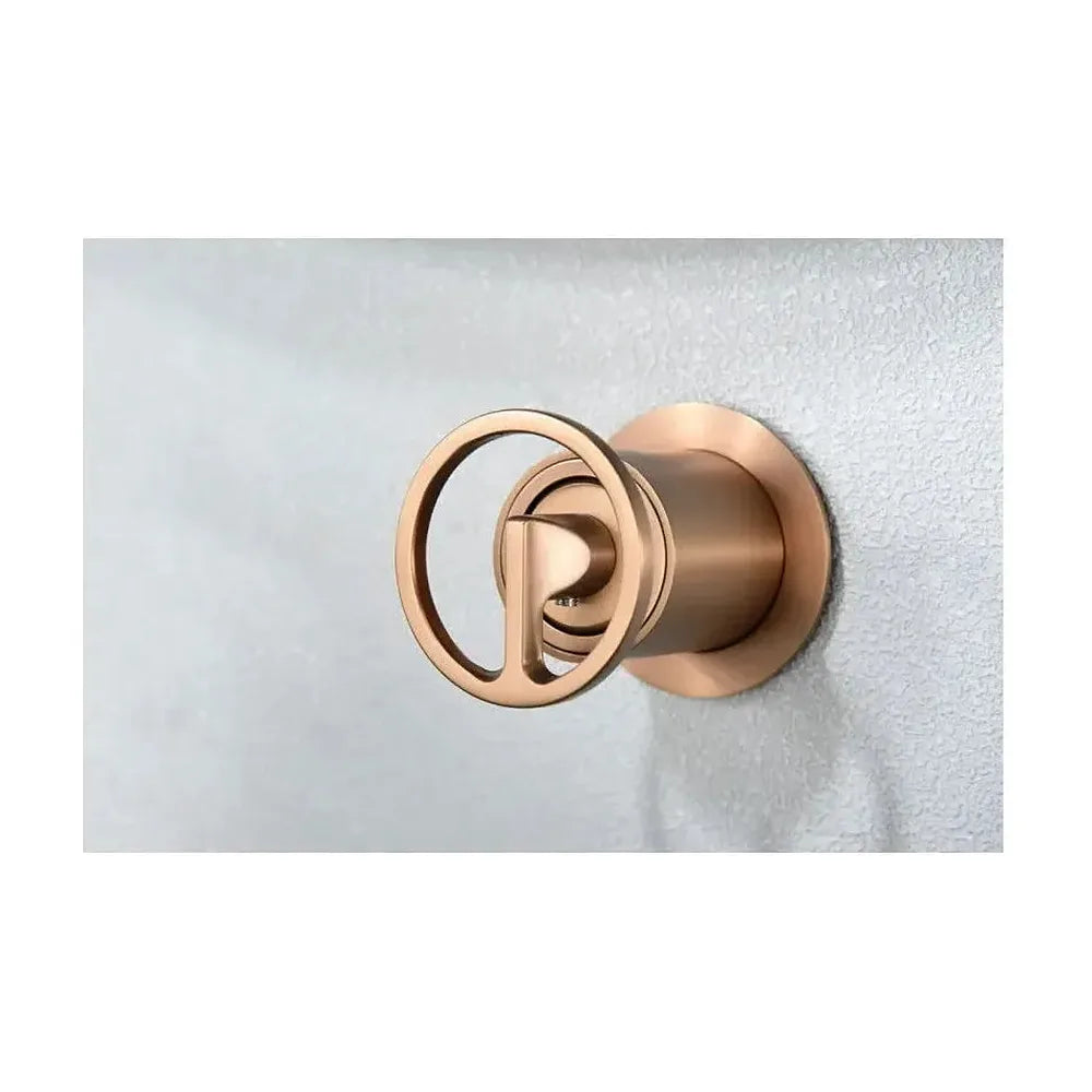 Vista principal de Grifo monomando empotrado para lavabo hecho de latón con acabado oro rosa cepillado Olimpo de Imex