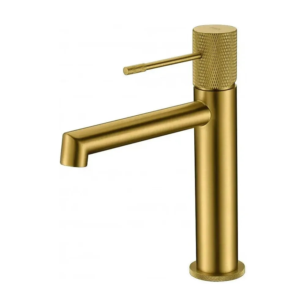 Grifo monomando moderno para lavabo en acabado oro cepillado de Imex Imex