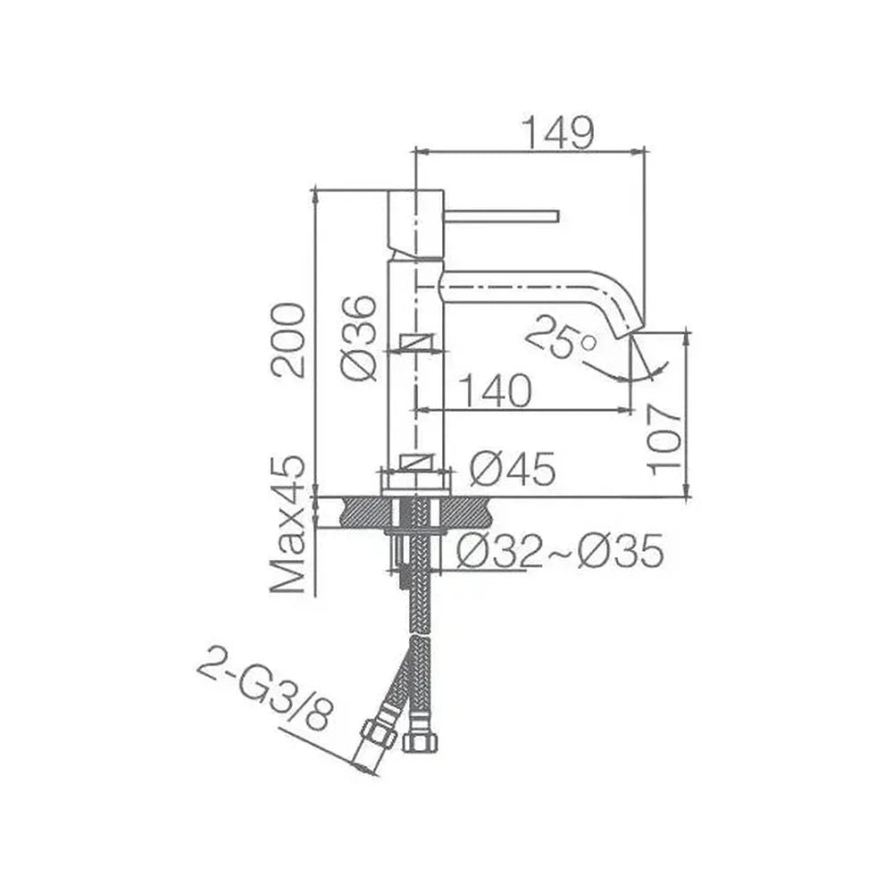 Detalle de acabado y materiales de Grifo monomando Monza en latón con acabado Black Gun Metal y cartucho 25 mm de Imex