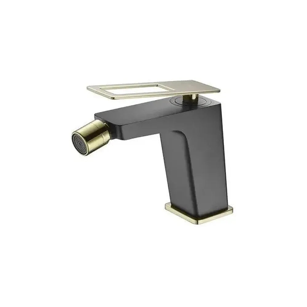 Grifo monomando para bidé fabricado en latón negro y oro con un caño recto Suecia de Imex Imex
