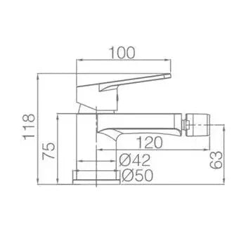 Detalle de acabado y materiales de Grifo monomando para bidé fabricado en latón con una rótula orientable Teide de Imex