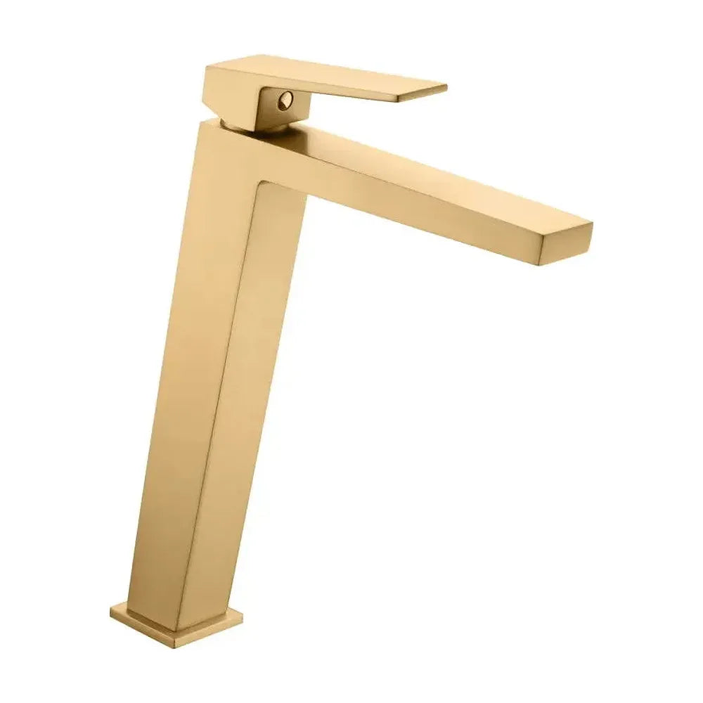 Grifo monomando para lavabo con caño alto hecho de latón con acabado oro cepillado Art de Imex Imex