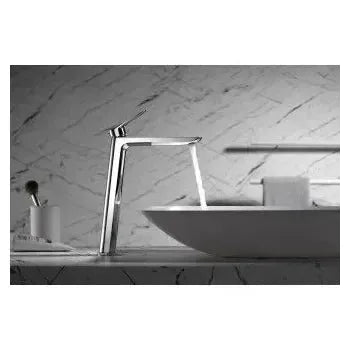 Detalle de acabado y materiales de Grifo monomando para lavabo con un caño alto y un cartucho cerámico de 35 mm Belgica...