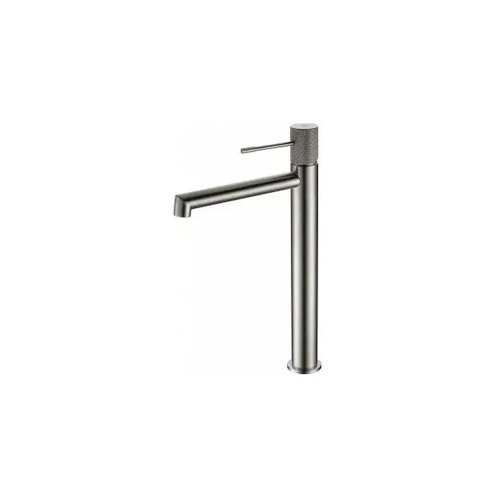 Grifo monomando para lavabo con un diseño moderno de caño alto en color níquel cepillado Line de Imex Imex