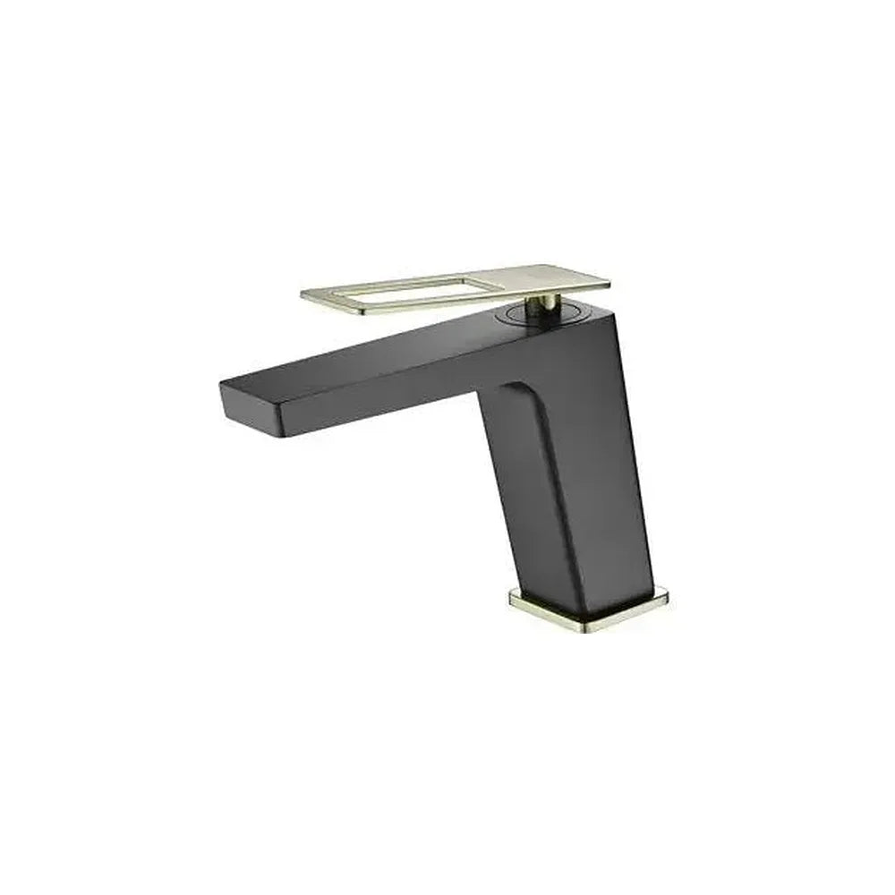 Grifo monomando para lavabo fabricado en latón negro y oro con un caño recto Suecia de Imex Imex