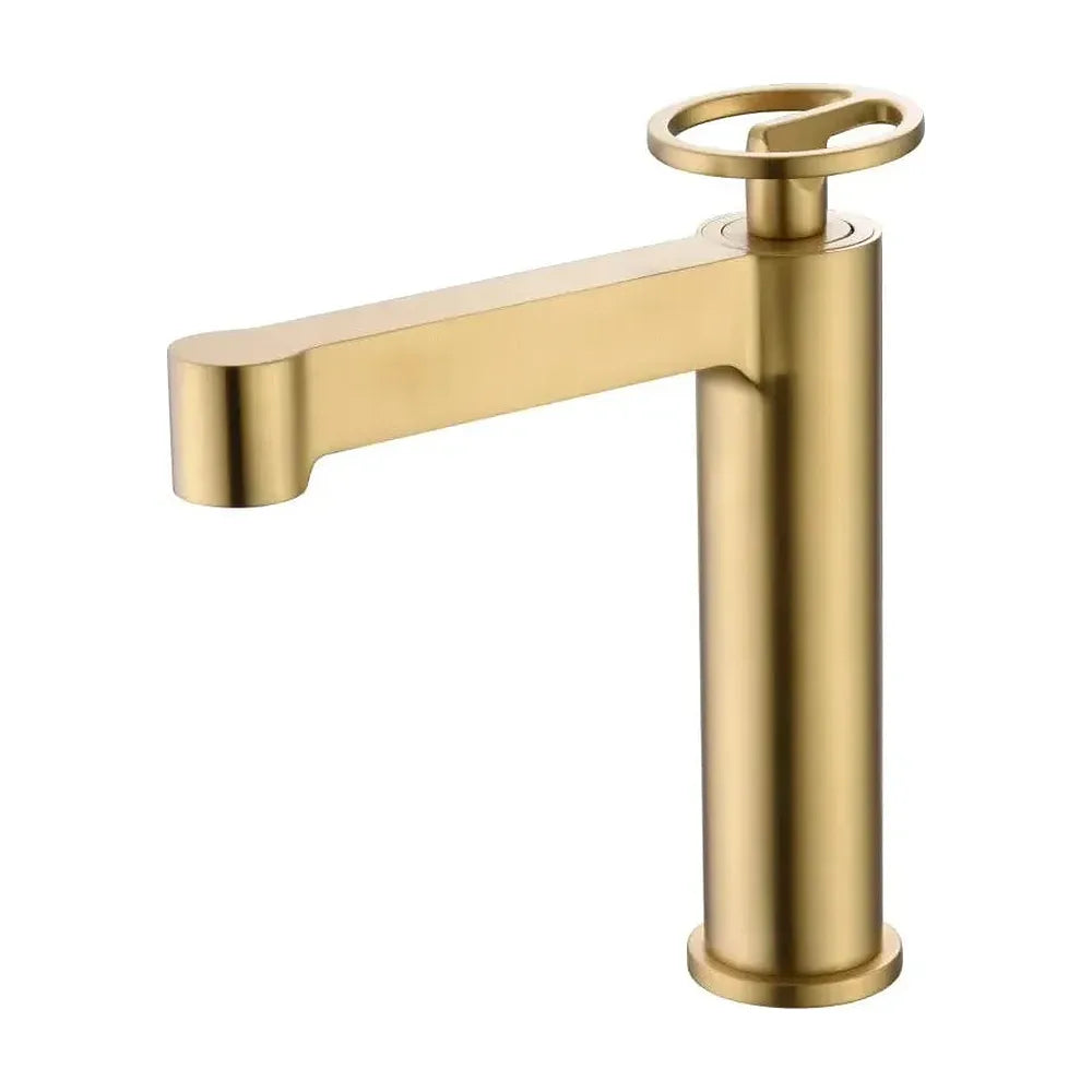 Grifo monomando para lavabo fabricado en latón con acabado oro cepillado Olimpo de Imex Imex