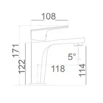Vista lateral y perspectiva de Grifo monomando para lavabo fabricado en latón con discos cerámicos de 3,5 cm Bali de Imex