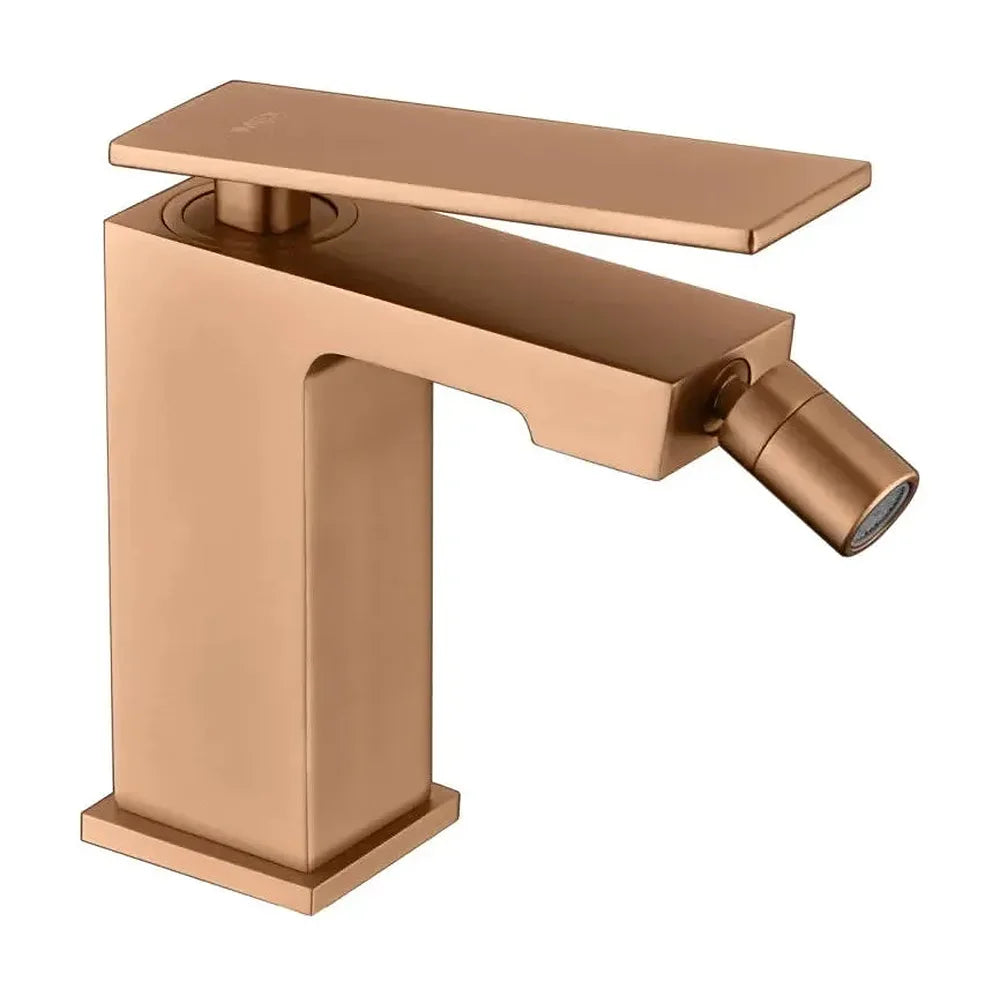 Grifo monomando sobre re para bidé hecho de latón con acabado oro rosa cepillado Pisa de Imex Imex