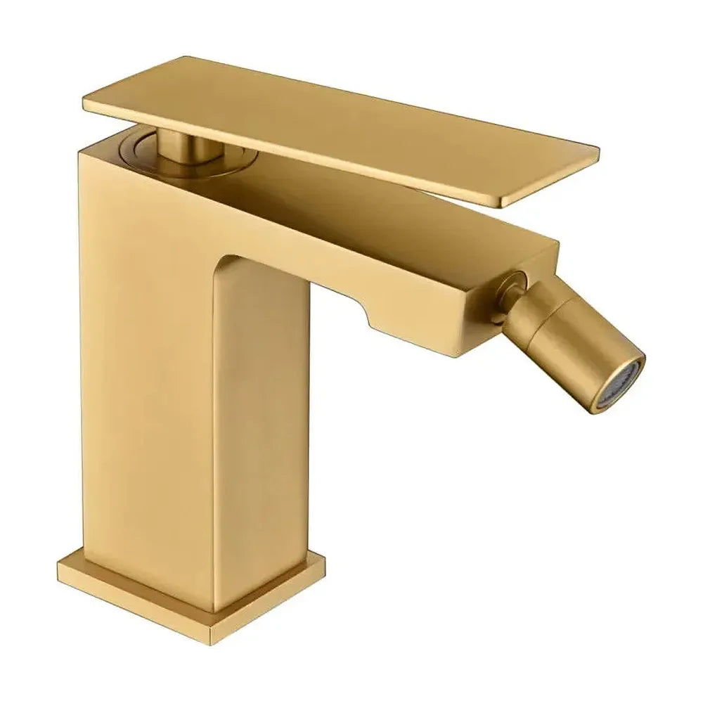Grifo monomando sobre re para bidé hecho de latón con acabado oro cepillado Pisa de Imex Imex