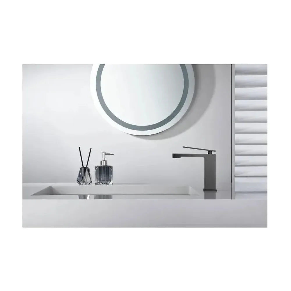 Vista principal de Grifo monomando sobre re para lavabo hecho de latón con acabado negro metalizado Pisa de Imex