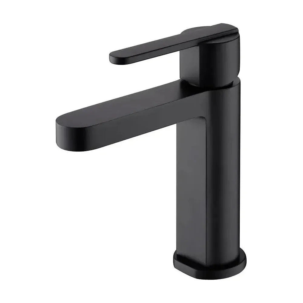 Grifo monomando sobre repisa para lavabo hecho de latón con acabado negro mate Roma de Imex Imex