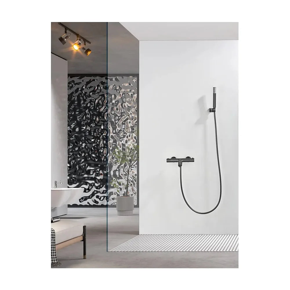 Vista trasera o instalación de Kit baño/ducha termostático Bless black gun metal Imex