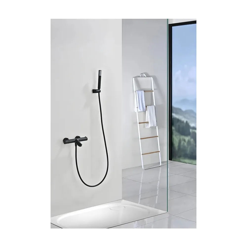 Vista trasera o instalación de Kit baño/ducha termostático Bless negro mate Imex