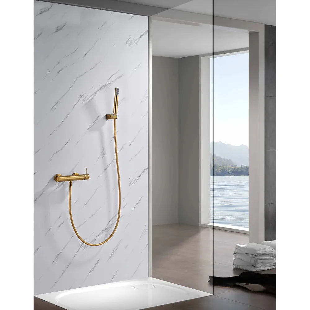 Plano o detalle técnico de Kit ducha monomando Bless oro cepillado Imex