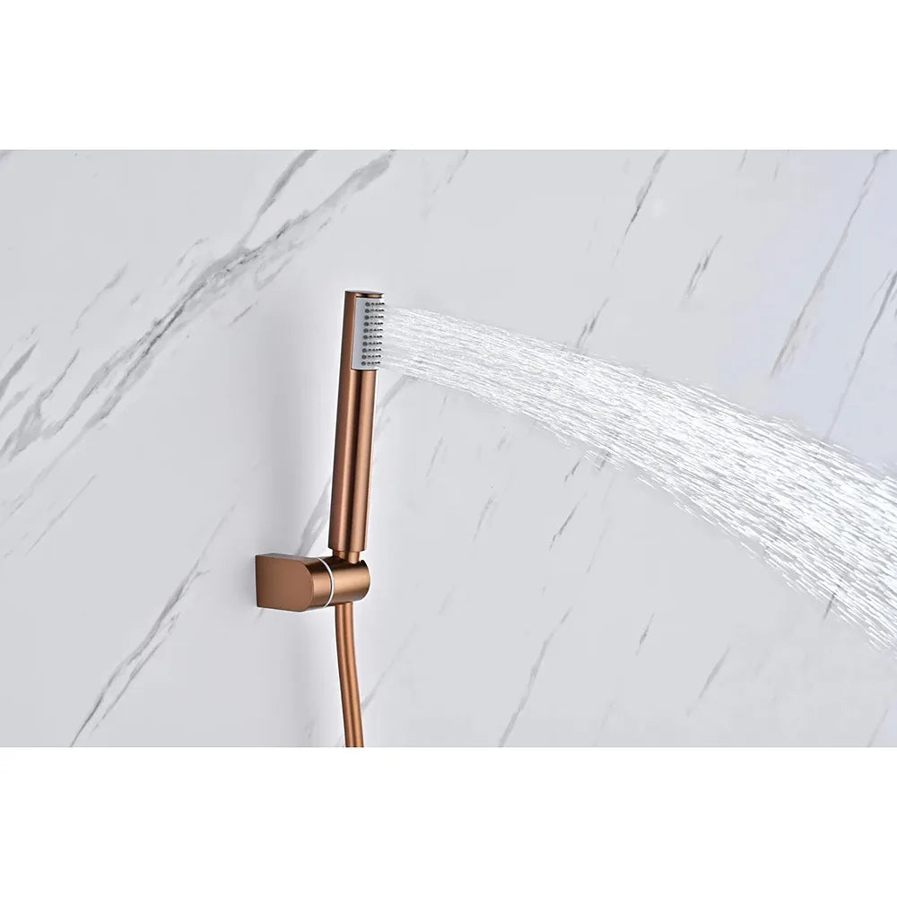Plano o detalle técnico de Kit ducha monomando Bless oro rosa cepillado Imex (vista 4)