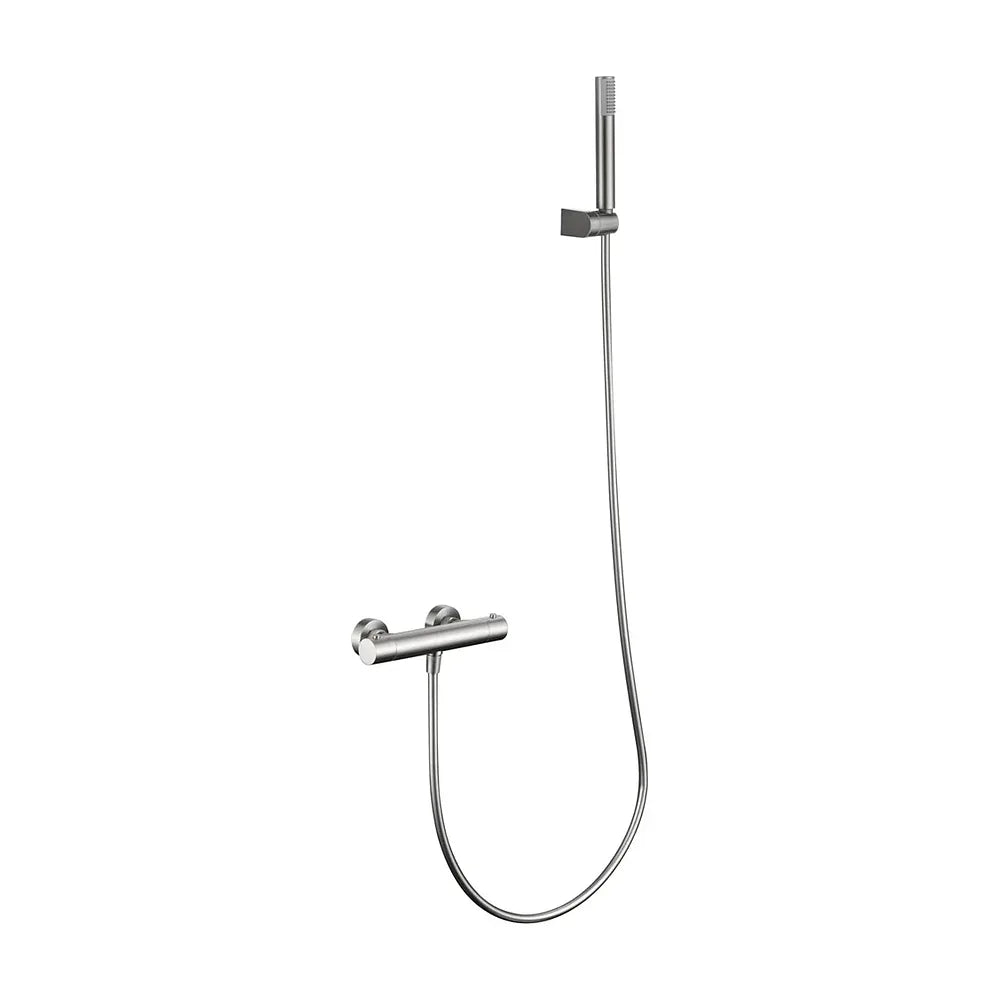 Vista trasera o instalación de Kit ducha termostatico Monza níquel cepillado Imex