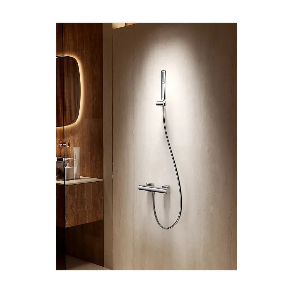 Vista trasera o instalación de Kit ducha termostático Toscana níquel cepillado Imex