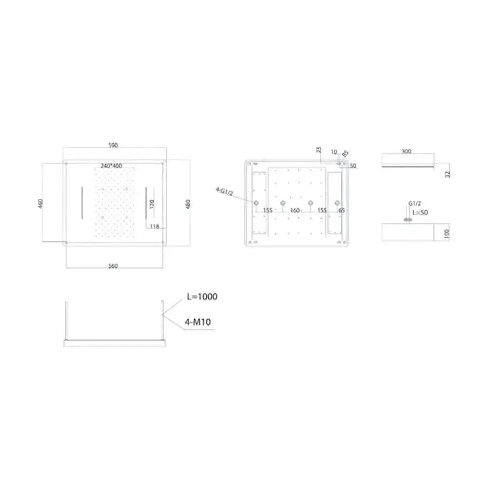 Vista trasera o instalación de Kit para ducha monomando de pared con un rociador extraplano de acabado cromado Sumatra de...