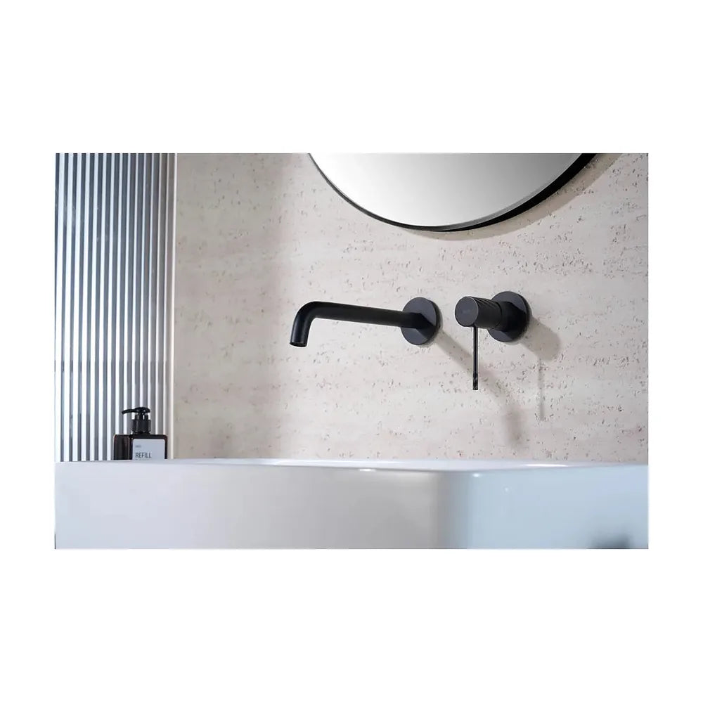 Vista trasera o instalación de Monomando empotrado lavabo Bless negro mate Imex