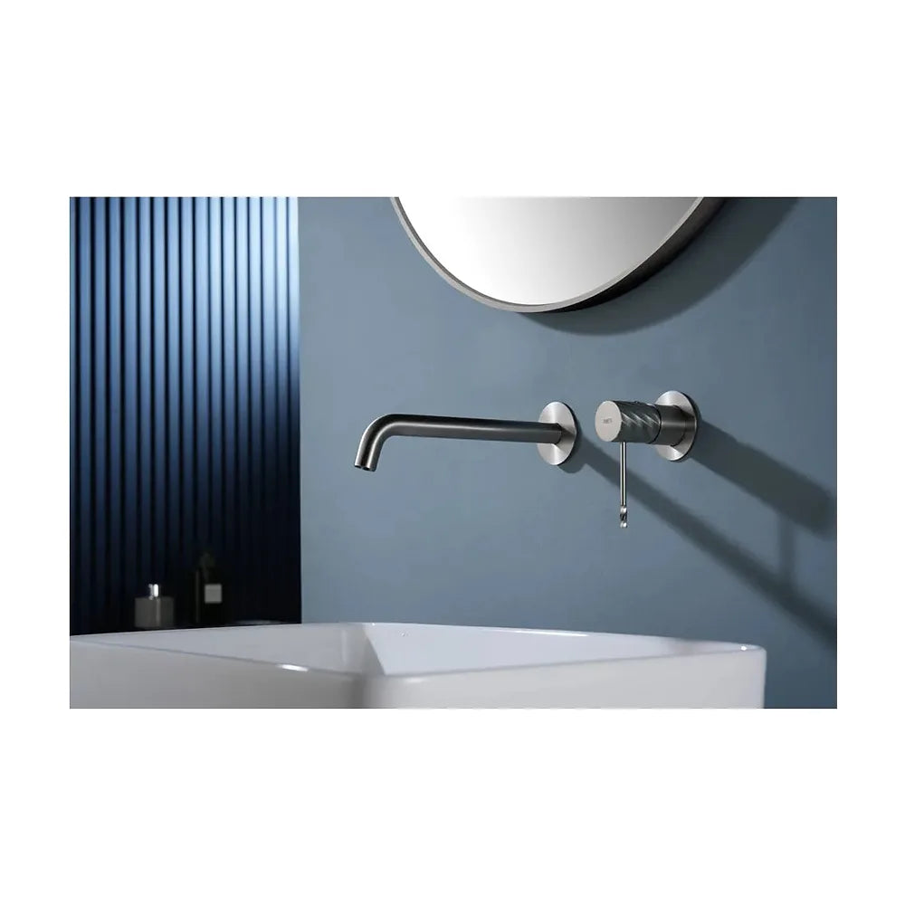 Vista trasera o instalación de Monomando empotrado lavabo Bless níquel cepillado Imex