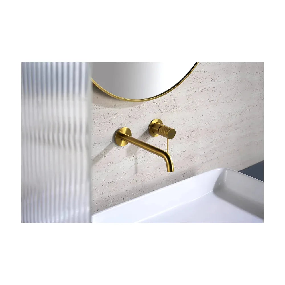 Vista trasera o instalación de Monomando empotrado lavabo Bless oro cepillado Imex
