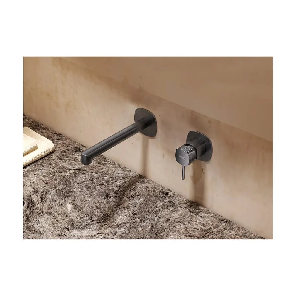 Plano de medidas y cotas técnicas de Monomando empotrado lavabo Firenze negro mate Imex