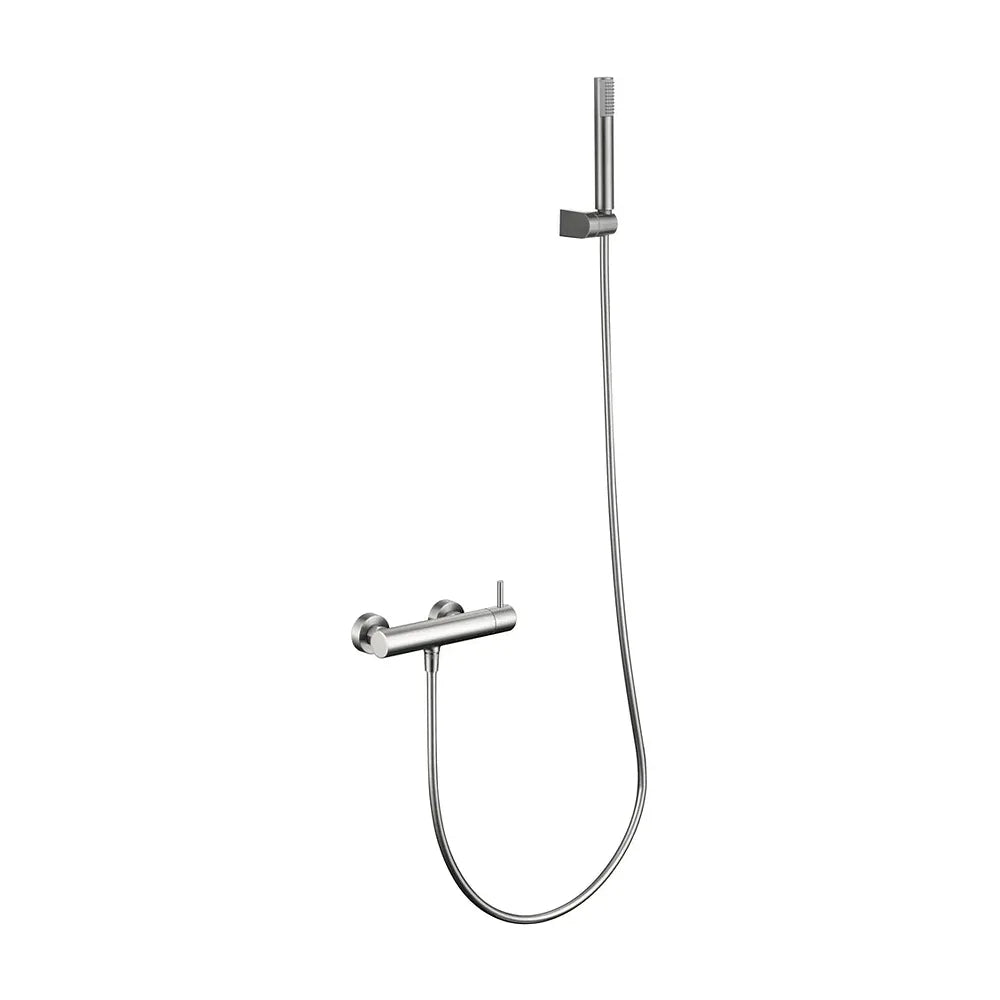 Vista trasera o instalación de Monomando kit ducha Monza níquel cepillado Imex