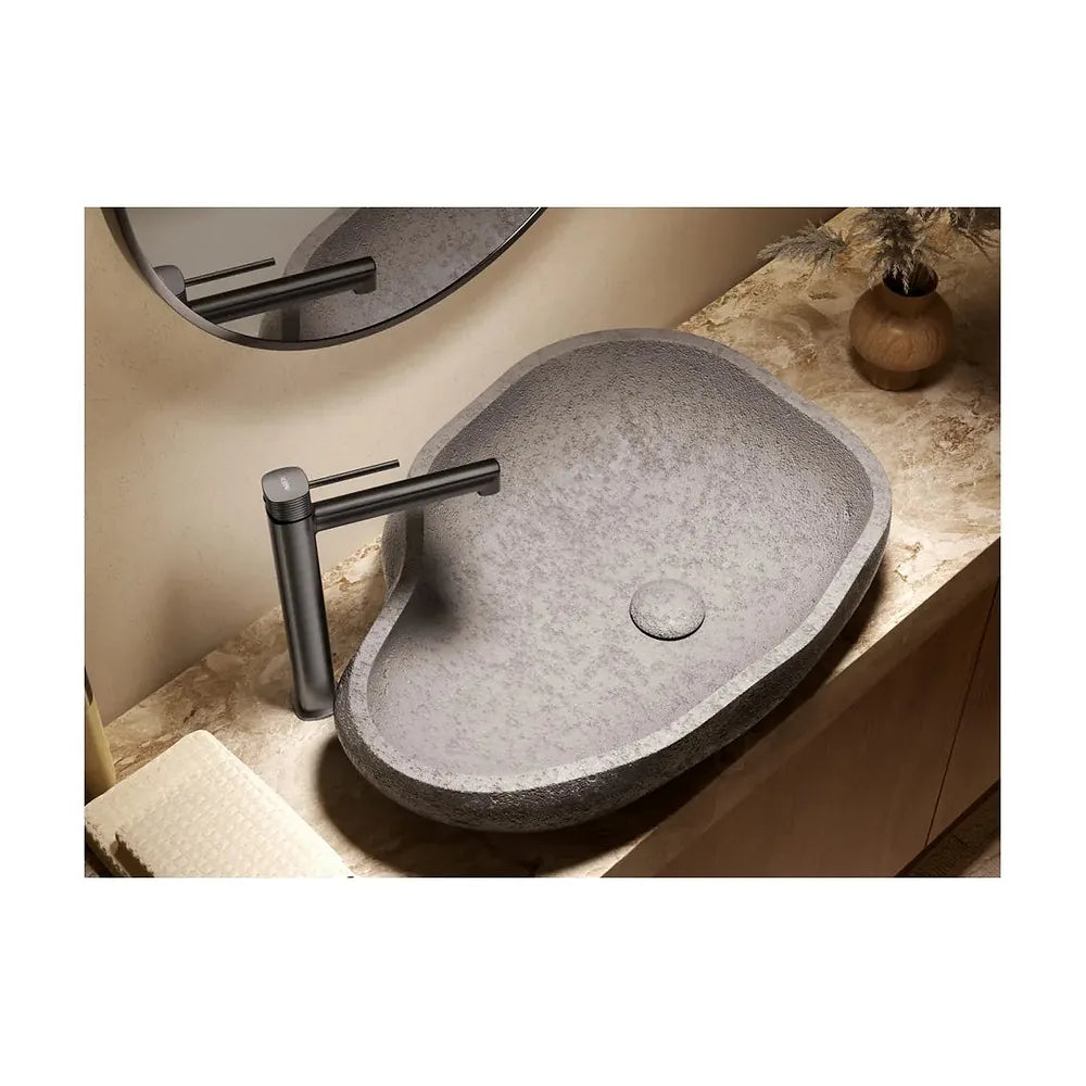 Vista trasera o instalación de Monomando lavabo alto Firenze black gun metal Imex