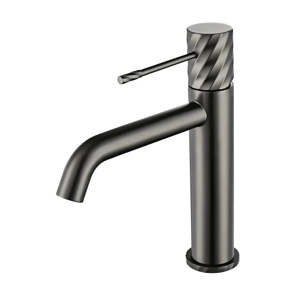 Detalle de funcionamiento de Monomando lavabo Bless black gun metal Imex