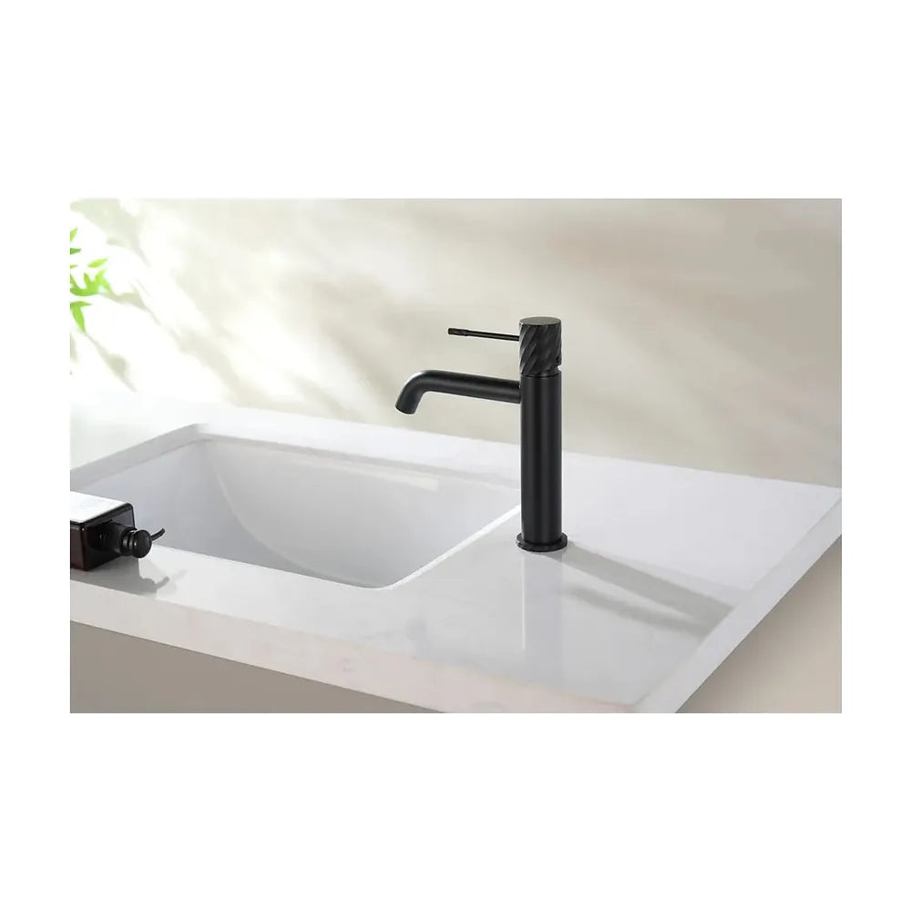 Vista trasera o instalación de Monomando lavabo Bless negro mate Imex