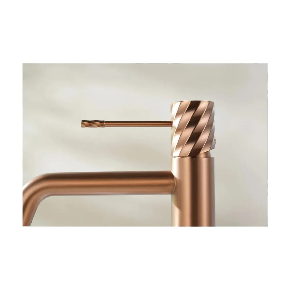 Plano de medidas y cotas técnicas de Monomando lavabo Bless oro rosa cepillado Imex