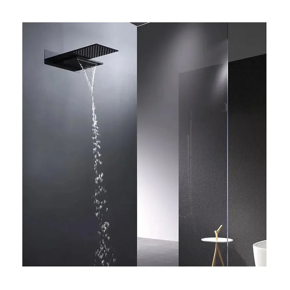 Vista principal de Rociador para ducha de forma rectangular con 2 funciones de color negro mate de Imex