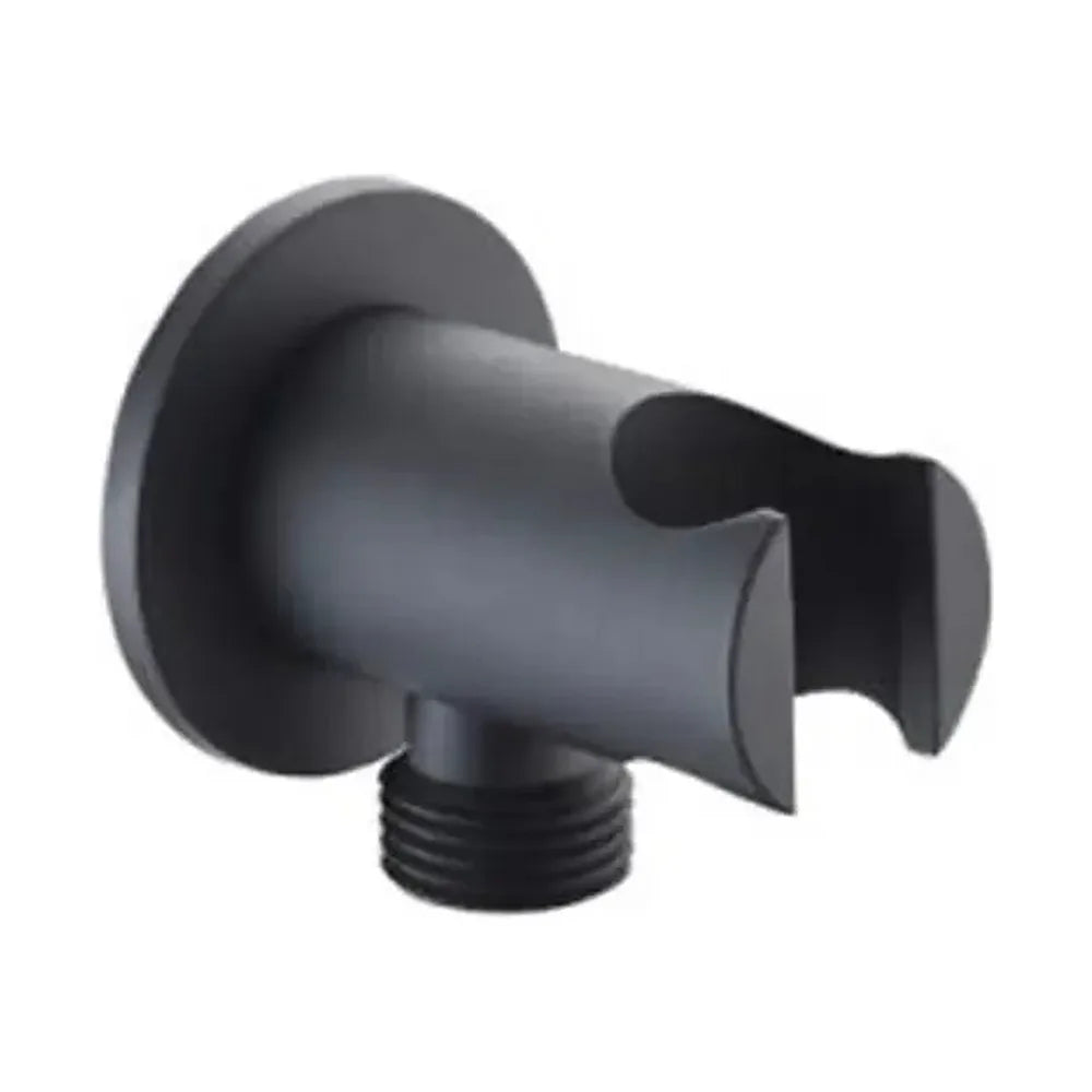 Salida de flexo y soporte para ducha de base circular fabricado en latón de acabado negro bl de Imex Imex