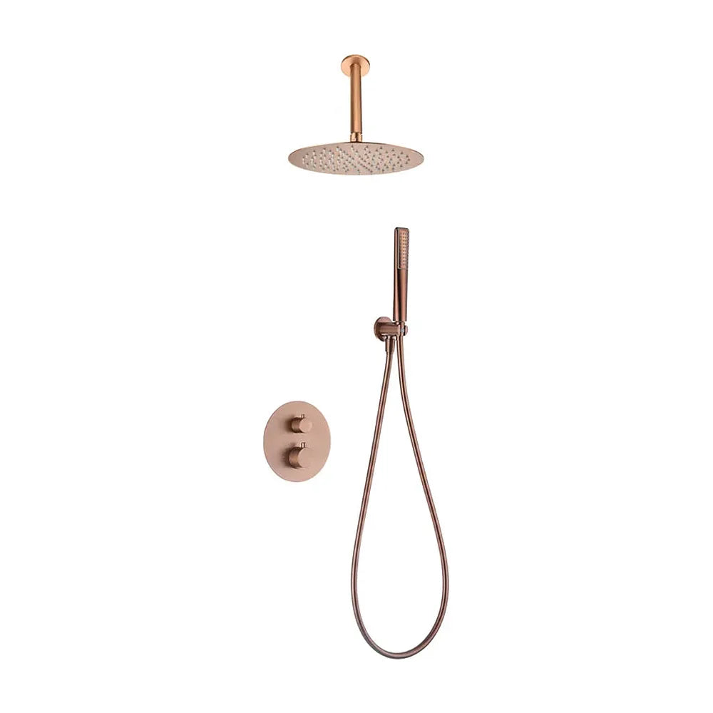 Sistema Ducha Empotrado Imex Salerno Oro Rosa Cepillado Imex