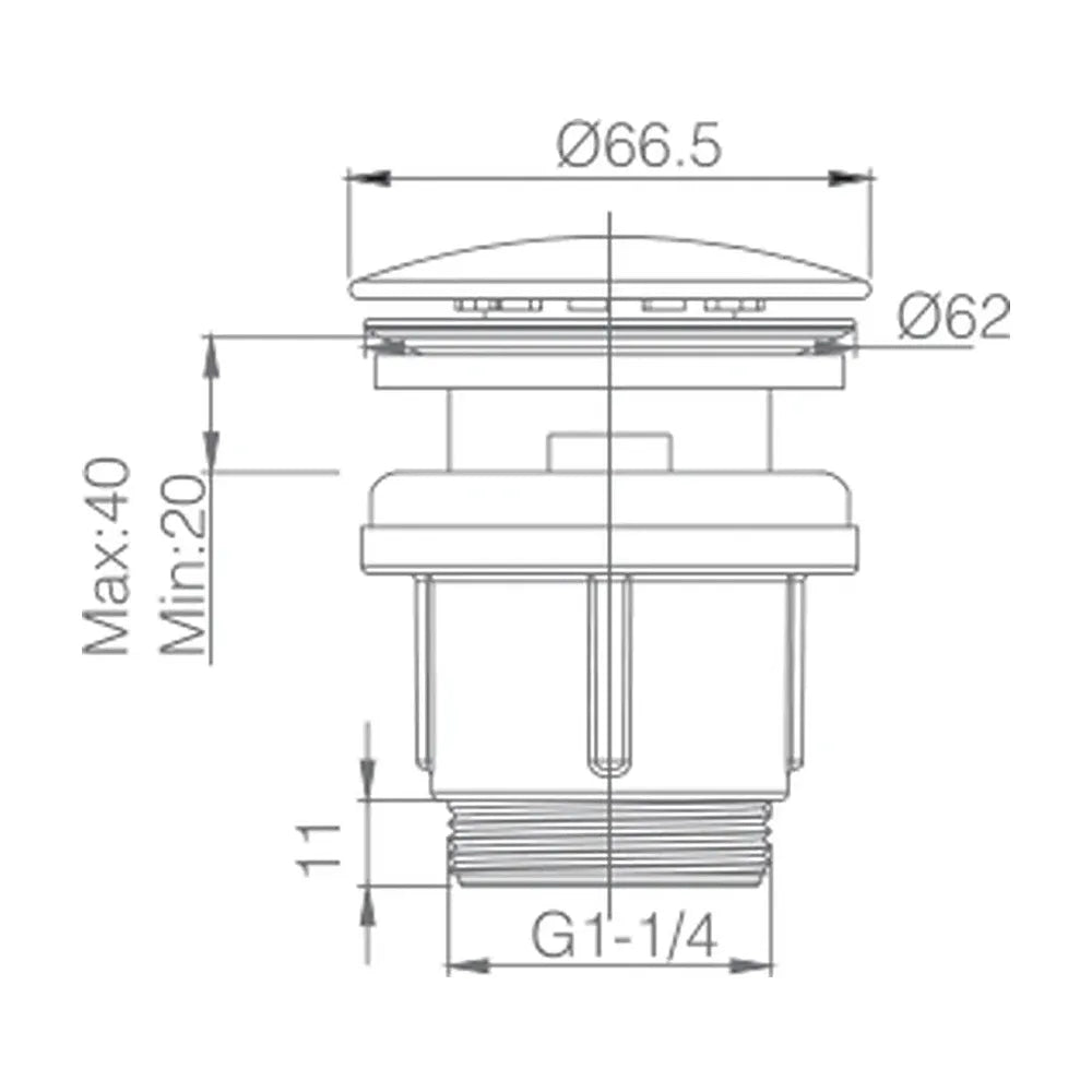 Vista principal de Válvula Click-clack Imex Cromo PVC para Lavabo y Bidé