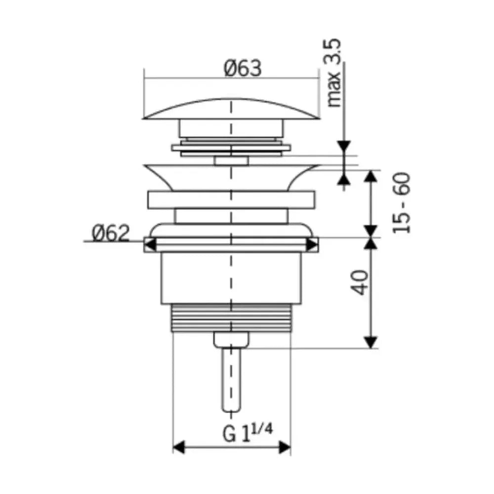 Vista principal de Válvula de desagüe para lavabos y bidés fabricada en latón de color negro mate de Imex