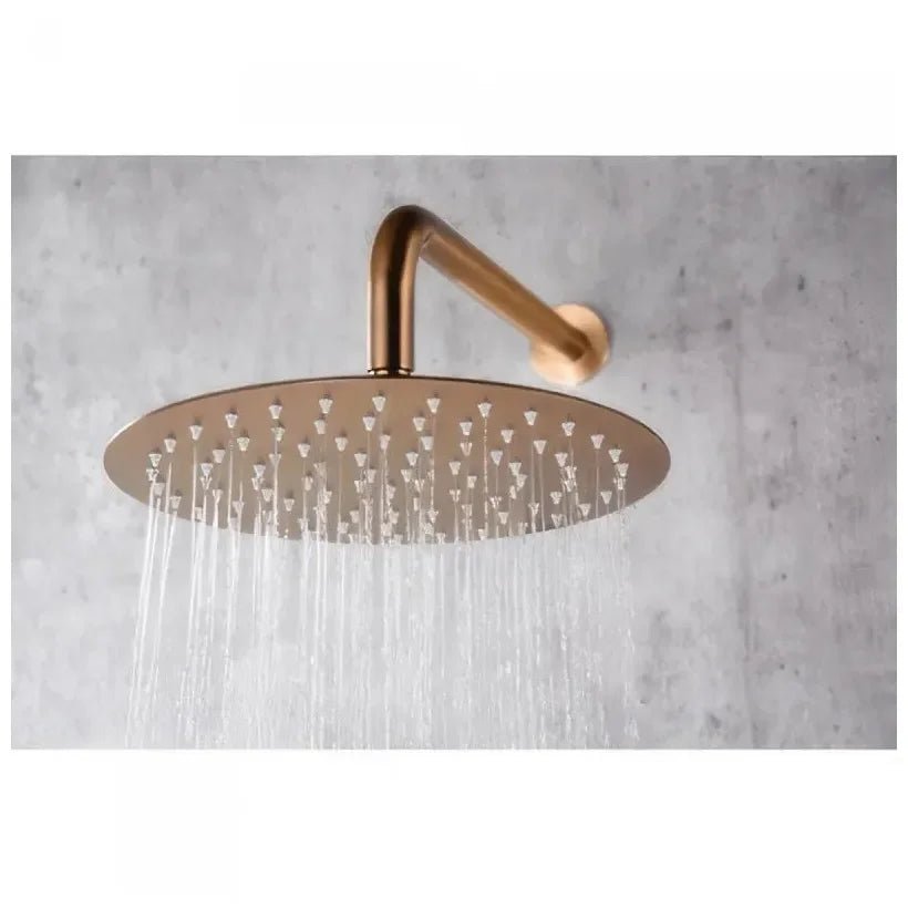 Imex Assen Ensemble de douche thermostatique encastré avec douchette murale ou au plafond, finition or rose brossé
