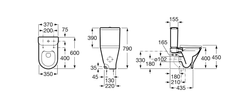 Inodoro completo The Gap Round compacto Rimless Roca con diseño ovalado y redondo con cisterna y tapa incluida